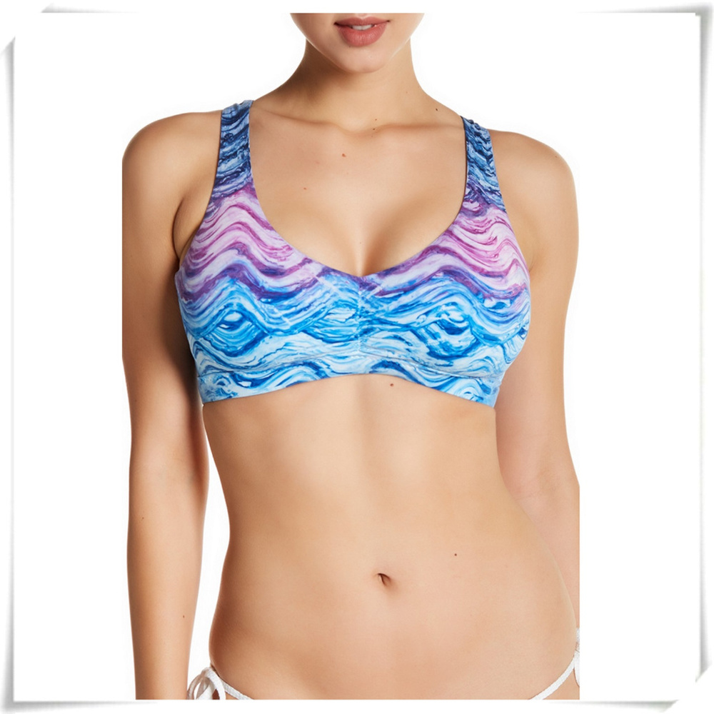 ❤️ Becca Cosmic Twisted Back Bikini Top Blue Purple New Msrp 85$